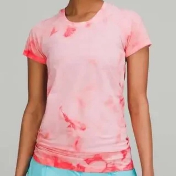 Lululemon Swiftly Tech 2.0 short sleeve top in raspberry cream marble dye 12 - Picture 1 of 9